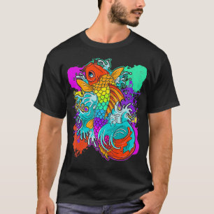 Rainbow Koi Fish Cool Japanese Tattoo Jinli Japan T-Shirt