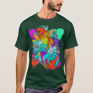 Rainbow Koi Fish Painting Colorful Japanese T-Shirt