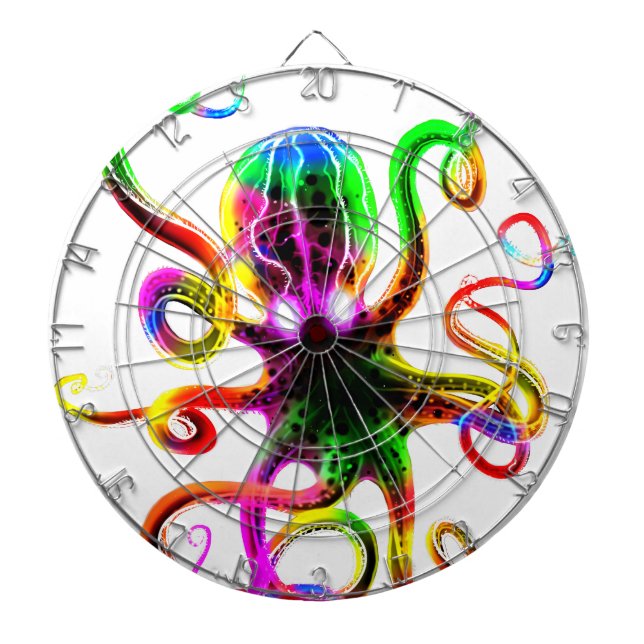 Rainbow Kraken Glow Dartboard (Front)