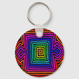 Rainbow Kuna Indian Mola Key Ring