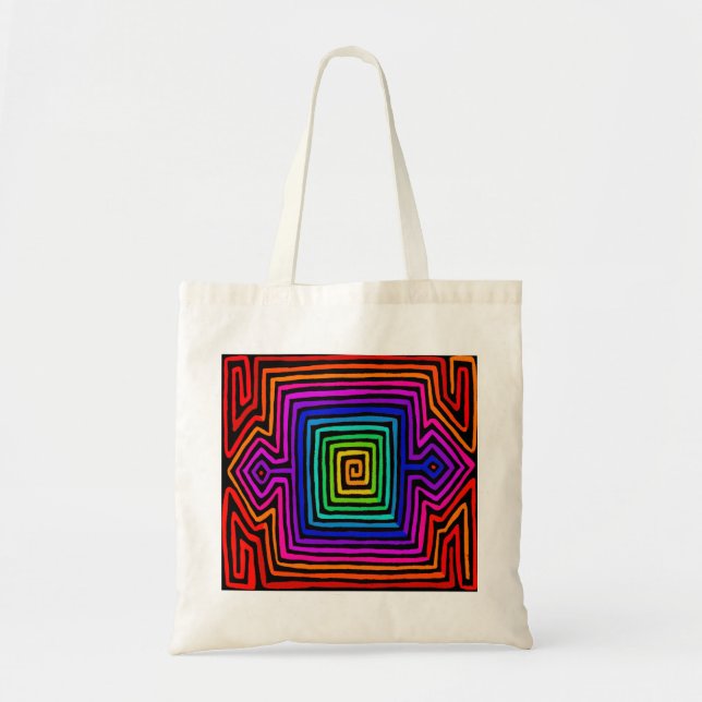 Rainbow Kuna Indian Mola Tote Bag (Front)