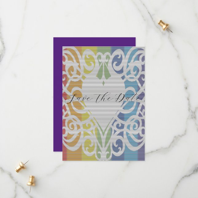 rainbow lace heart save the dates save the date (Front/Back In Situ)