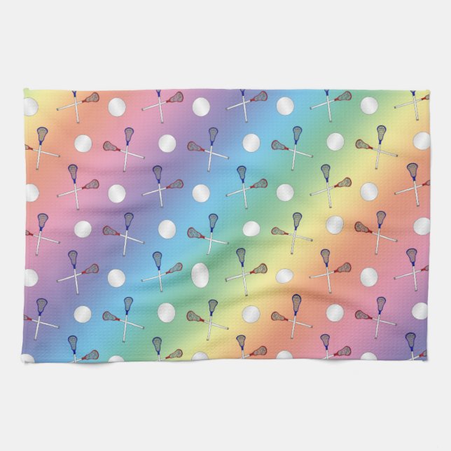 Rainbow lacrosse pattern tea towel (Horizontal)