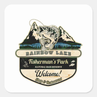 RAINBOW LAKE FISHERMAN'S PARK - FISHING LOVER SQUARE STICKER