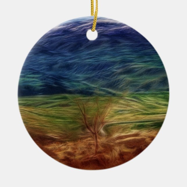 Rainbow Landscape Ceramic Tree Decoration (Front)