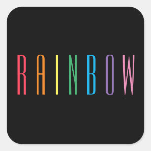 RAINBOW Large Square Stickers / Black
