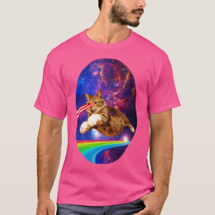 Rainbow Laser Eyes Kitty Galaxy Cat Outer Space Ca T-Shirt