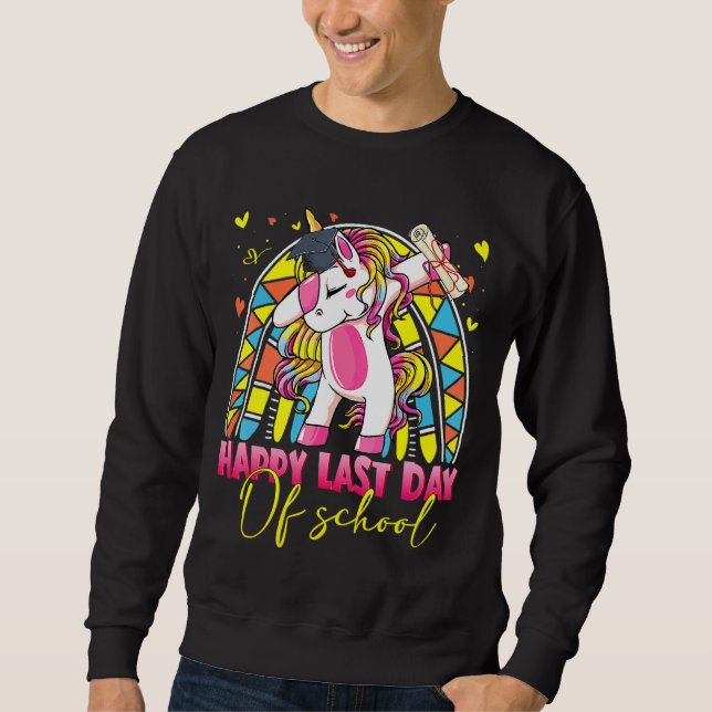 Rainbow Last Day Of Pre K Teacher Uniorn Sweatshirt (Front)