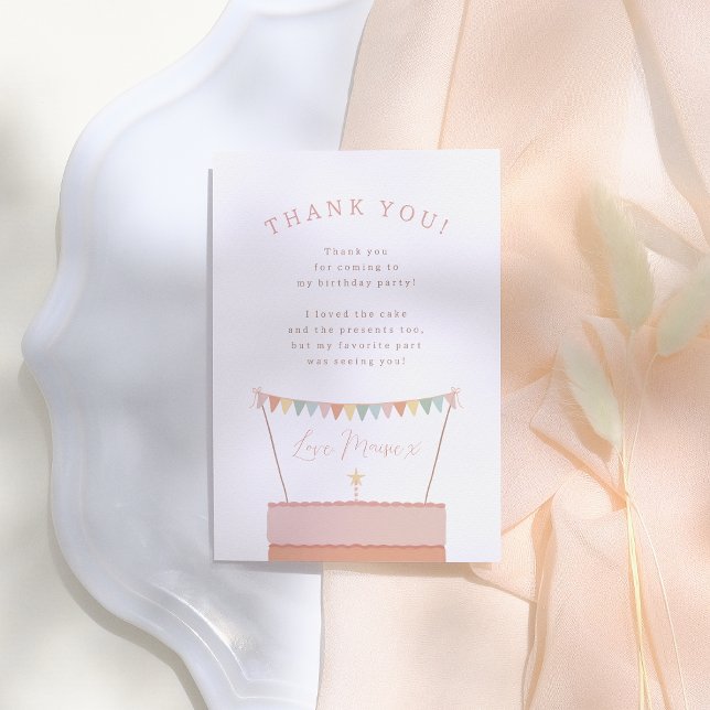 Rainbow Layer Cake Girl Photo Birthday Party Thank You Card (Creator Uploaded)