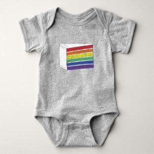 Rainbow Layer Cake Slice LGBT Gay Pride Foodie Baby Bodysuit