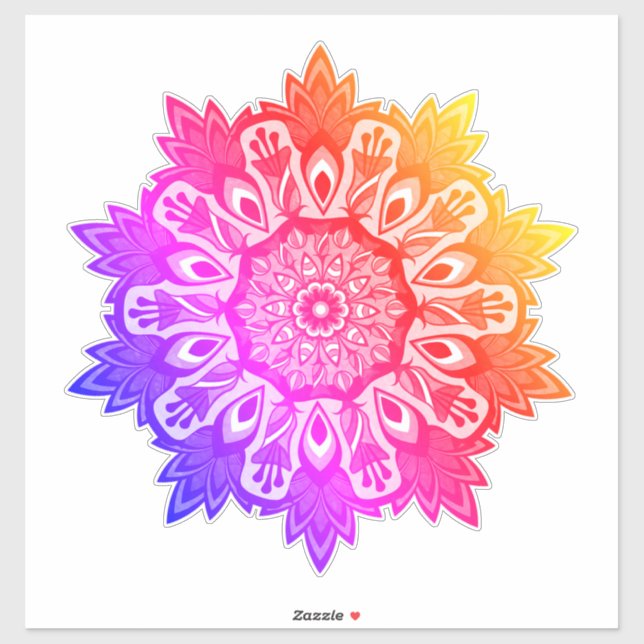 Rainbow Leaf Tropical Boho Mandala Sticker (Sheet)