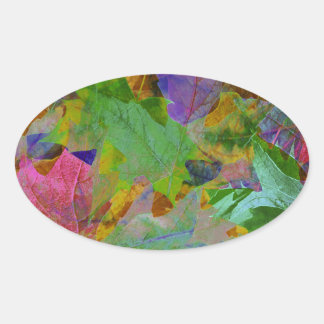 Rainbow Leaves Background Oval Sticker