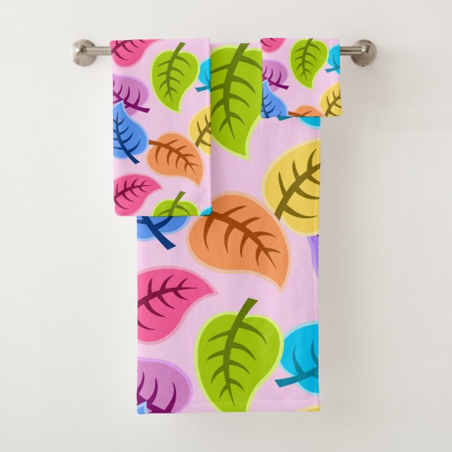 rainbow leaves bath towel set (Insitu)