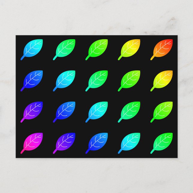 Rainbow Leaves Colourful Multicolor Leaf Symbols Postcard (Front)