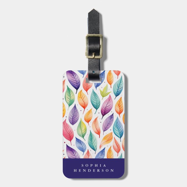Rainbow Leaves Luggage Tag (Front Vertical)