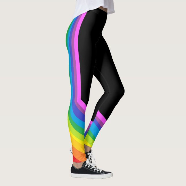 Rainbow Leggings Black and Rainbow Stretch Pants (Right)