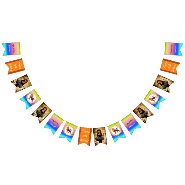 Rainbow Leo Glitter Birthday Party Bunting (All)