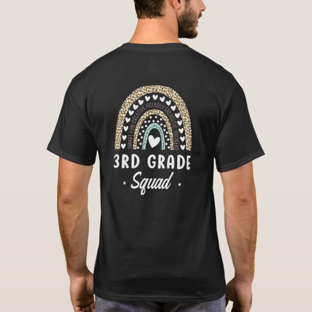 Rainbow Leopard 3rd Grade Back To School Teachers  T-Shirt (Back)