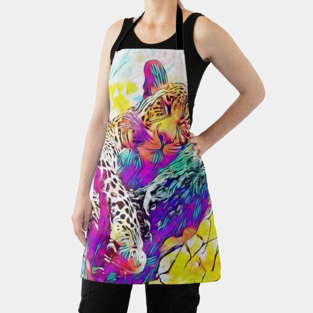 Rainbow leopard All-Over Print Apron (Insitu)