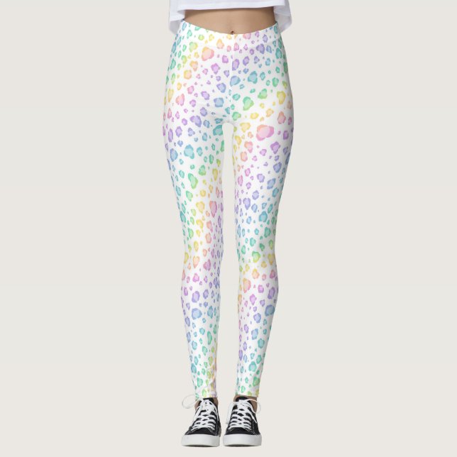 Rainbow Leopard Animal Print Leggings (Front)
