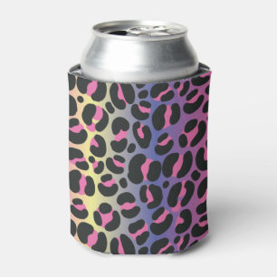 Rainbow Leopard Animal Print Pattern Can Cooler
