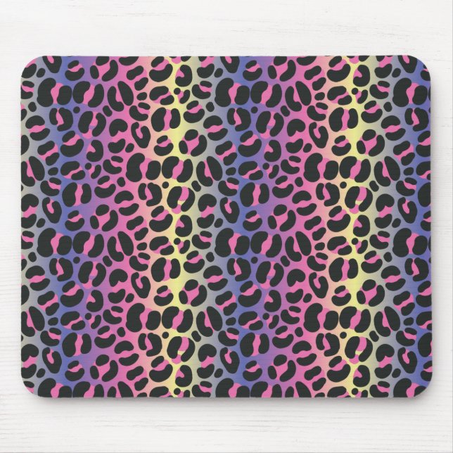 Rainbow Leopard Animal Print Pattern Mouse Pad (Front)