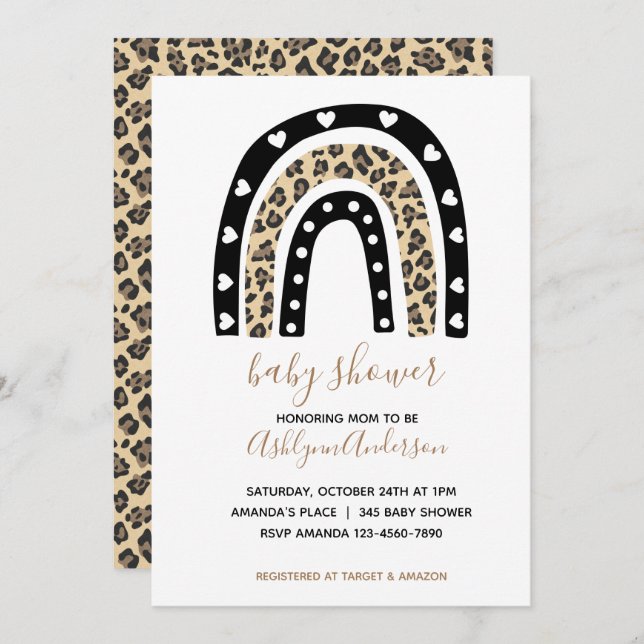 Rainbow Leopard Baby Shower Invitation (Front/Back)