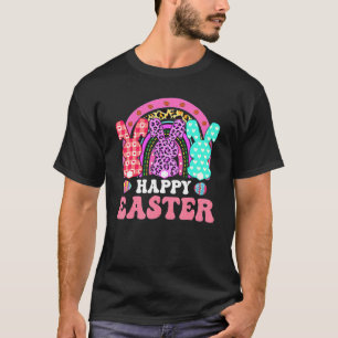 Rainbow Leopard Bunny Rabbit Palm Sunday Happy Eas T-Shirt