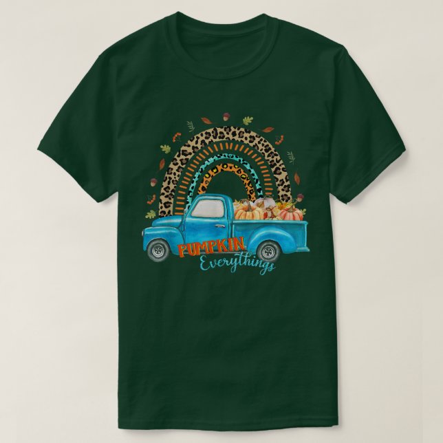 Rainbow Leopard Car Pumpkin Everything, Fall, Autu T-Shirt (Design Front)