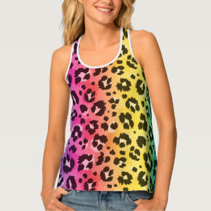 Rainbow Leopard Cheetah Animal Print Pattern Singlet