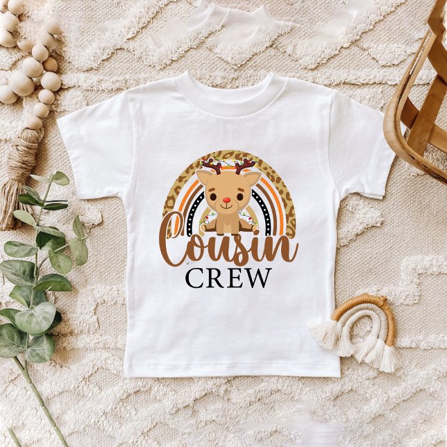 Rainbow Leopard Christmas Cousin Cute Reindeer Baby T-Shirt (Rainbow Leopard Christmas Cousin Cute Reindeer Baby T-Shirt)