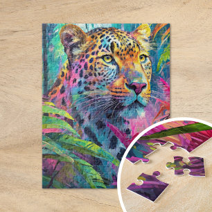Rainbow Leopard Colourful Modern Abstract Art Jigsaw Puzzle