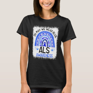 Rainbow Leopard In May We Wear Blue ALS Awareness T-Shirt