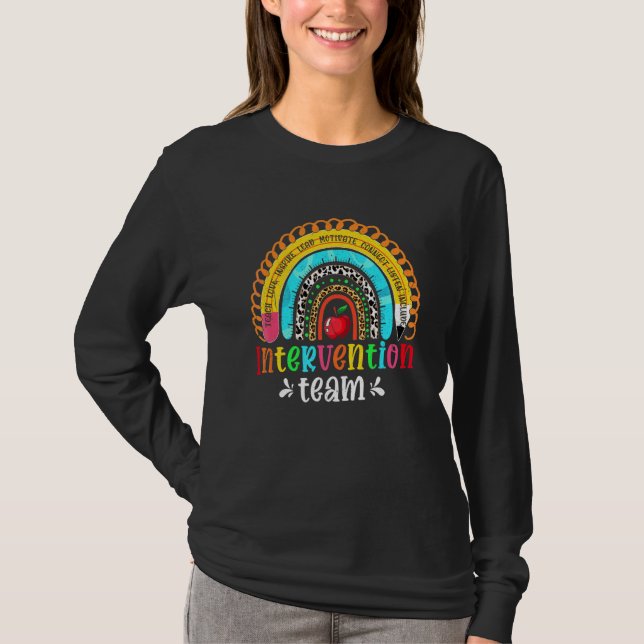 Rainbow Leopard Intervention Teacher Team Back To  T-Shirt (Front)