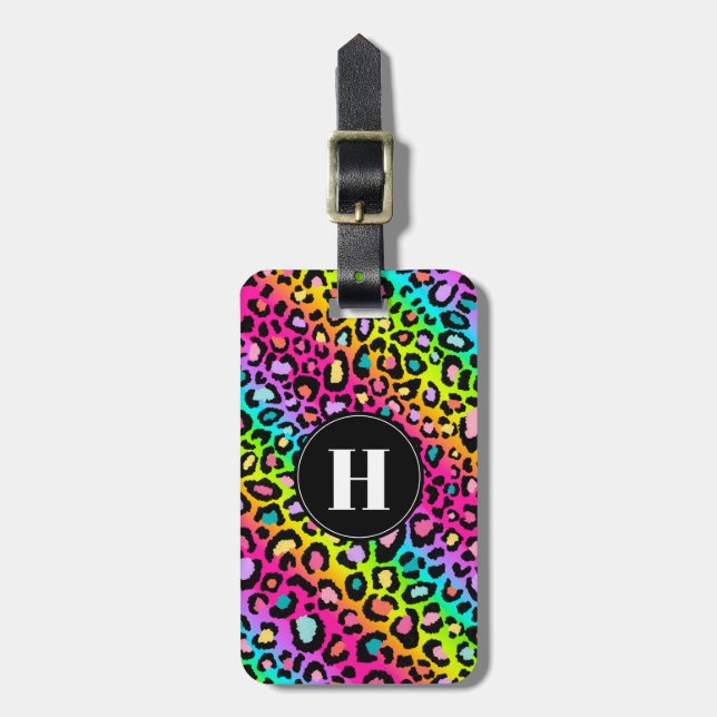 Rainbow Leopard Luggage Tag (Front Vertical)