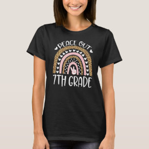 Rainbow Leopard Peace Out 7th Grade Last Day Of Sc T-Shirt
