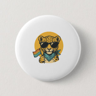 Rainbow Leopard Pride Flag Vintage Vector Design_1 6 Cm Round Badge