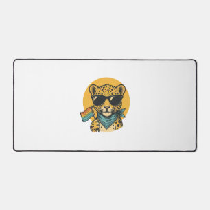 Rainbow Leopard Pride Flag Vintage Vector Design_1 Desk Mat