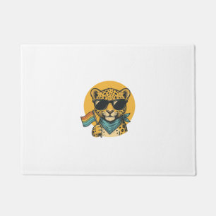 Rainbow Leopard Pride Flag Vintage Vector Design_1 Doormat