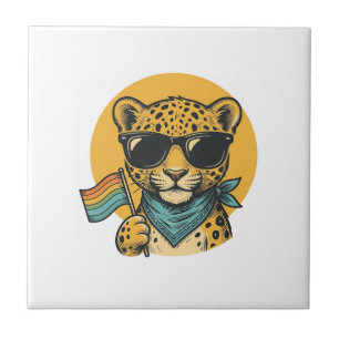 Rainbow Leopard Pride Flag Vintage Vector Design_1 Tile
