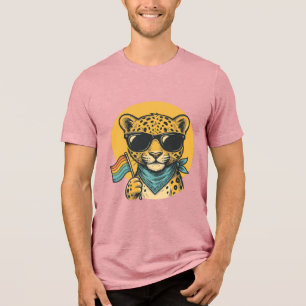 Rainbow Leopard Pride Flag Vintage Vector Design_1 Tri-Blend Shirt