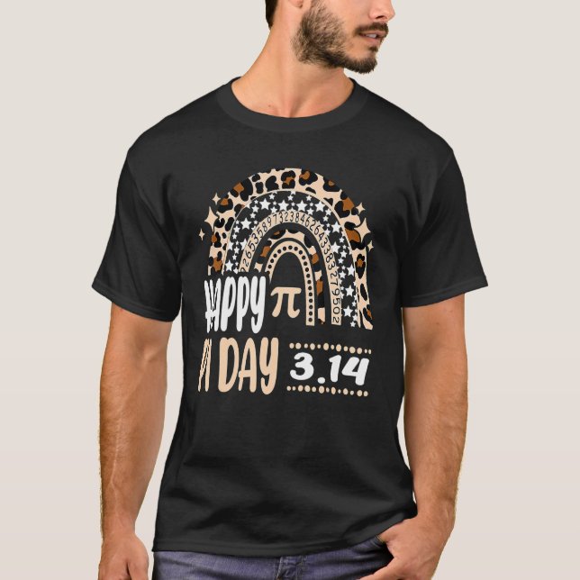 Rainbow Leopard Print 3 14 Symbol Happy Pi Day Fun T-Shirt (Front)