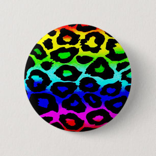 rainbow_leopard_print-altered 6 cm round badge