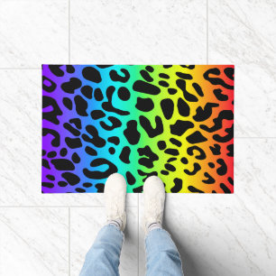Rainbow Leopard Print Doormat