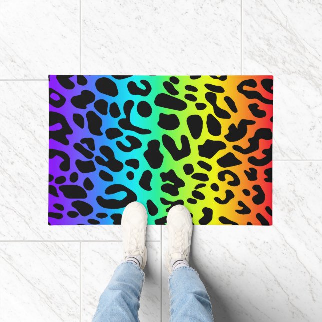 Rainbow Leopard Print Doormat (Indoor)