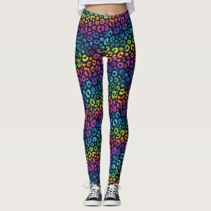 Rainbow Leopard Print Leggings Bold Colourful