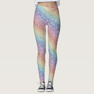 Rainbow Leopard Print Leggings Bold Colourful