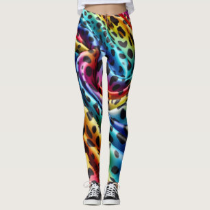 Rainbow Leopard Print Leggings Psychedelic