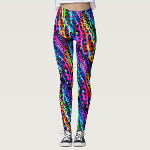Rainbow Leopard Print Leggings Psychedelic