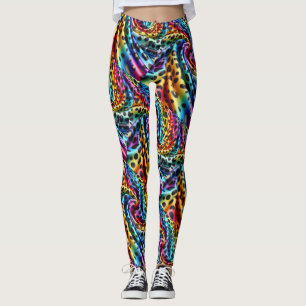 Rainbow Leopard Print Leggings   Psychedelic